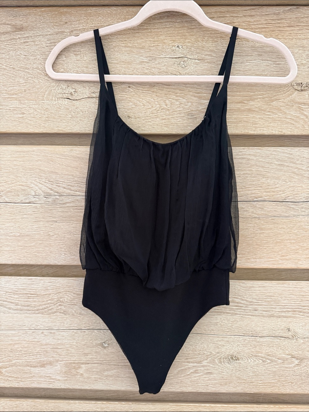 Black Layered Chiffon  One-Piece dressy Bodysuit